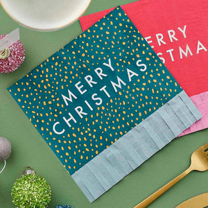 Merry & Bright Merry Christmas Paper Party Napkins Pack of 16