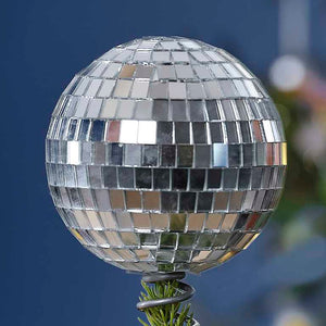 Merry & Bright Christmas Silver Disco Ball Tree Topper