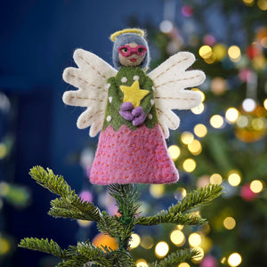 Merry & Bright Christmas Felt Angel Tree Topper