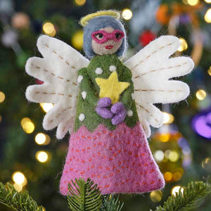 Merry & Bright Christmas Felt Angel Tree Topper