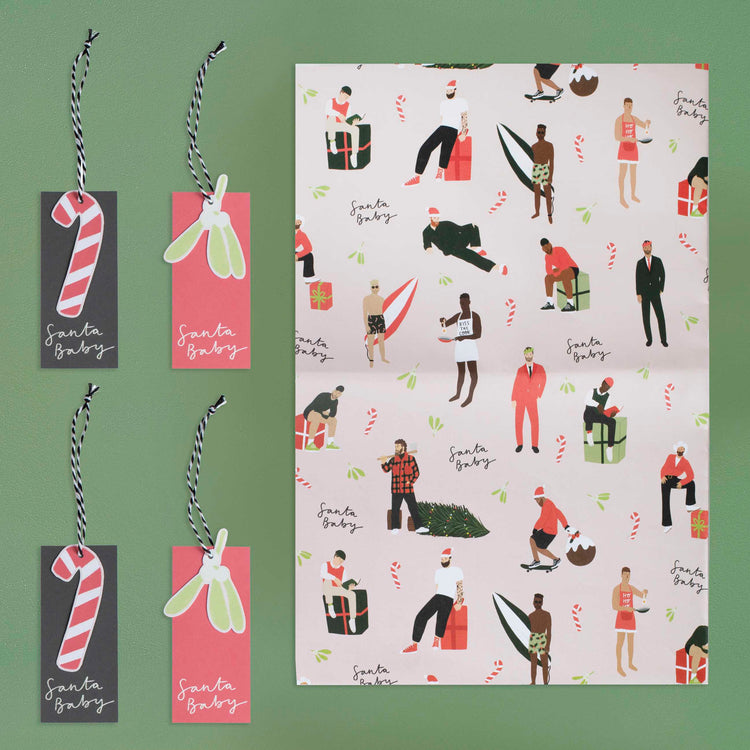 Merry & Bright Christmas Santa Baby Gift Wrapping Paper