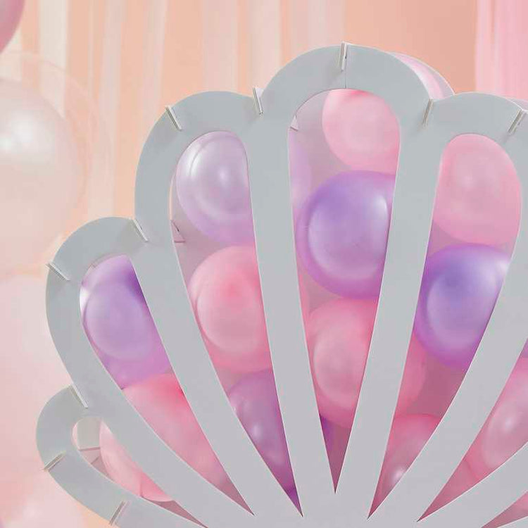 Mermaid Balloon Mosaic Shell Shaped with Balloons Pink & Lilac