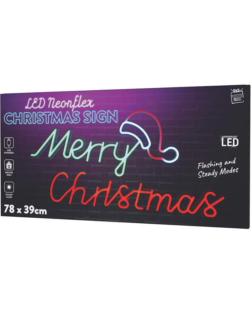 Merry Christmas Hat Neonflex LED Christmas Light 78cm