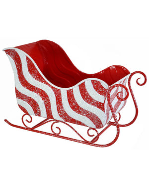 Christmas Metal Candy Cane Sleigh 38cm