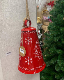 Christmas Metal Red Bell Embossed 29cm
