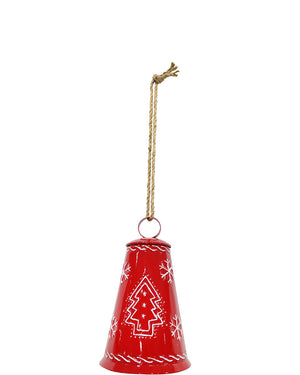 Christmas Metal Red Bell Embossed 29cm
