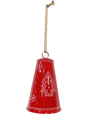 Christmas Metal Red Bell Embossed 49.5cm