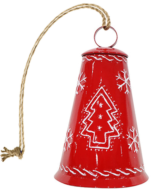 Christmas Metal Red Bell Embossed 49.5cm