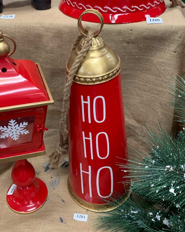 Christmas Metal Red Bell Ho Ho Ho 54cm