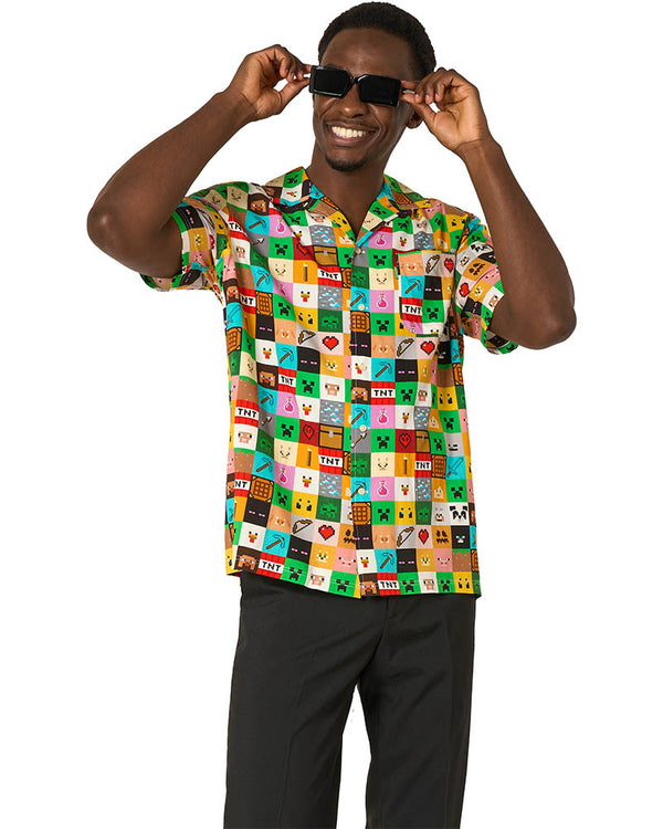Minecraft Pixel Perfect Mens Opposuit Summer Shirt