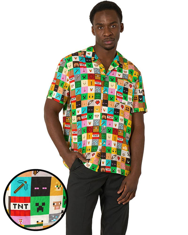 Minecraft Pixel Perfect Mens Opposuit Summer Shirt