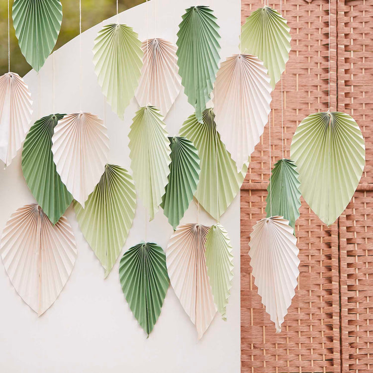 Backdrop Paper Palm Spear Fans Cream & Sage Pack of 26