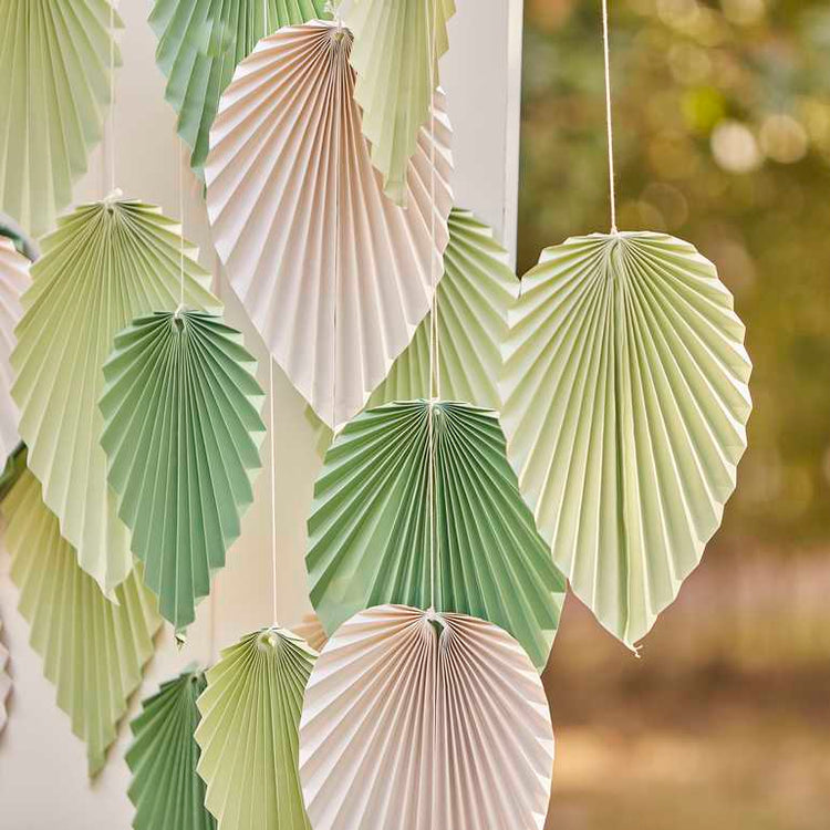 Backdrop Paper Palm Spear Fans Cream & Sage Pack of 26