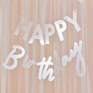 Mix It Up Bunting Happy Birthday Clear & White print Acrylic Pack of 3