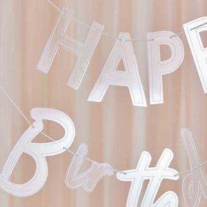 Mix It Up Bunting Happy Birthday Clear & White print Acrylic Pack of 3