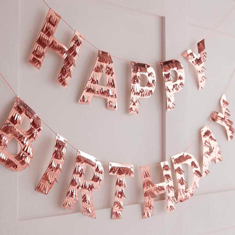 Mix It Up Bunting Happy Birthday Fringe Rose Gold Pack of 2