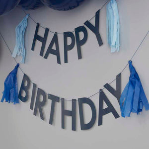 Mix It Up Bunting Happy Birthday with Tassels Blue Pack of 6