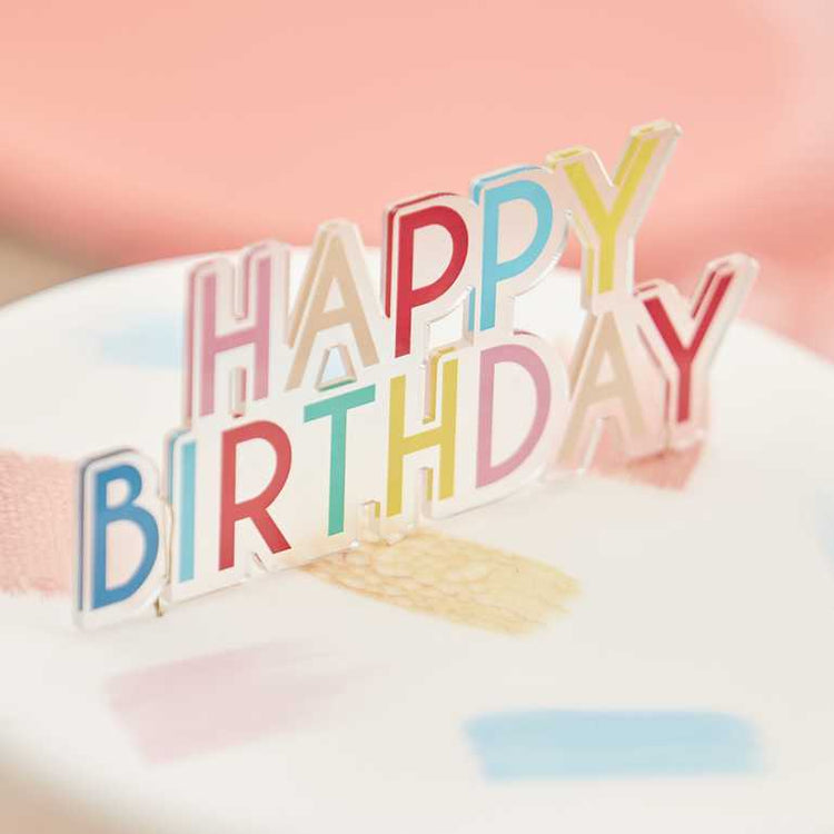 Mix It Up Cake Topper - Happy Birthday Brights