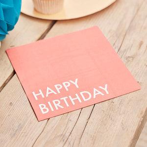 Mix It Up Napkins Happy Birthday Coral Pack of 16