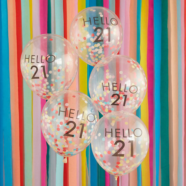 Mix It Up Hello 21 30cm Balloons Brights Pack of 5