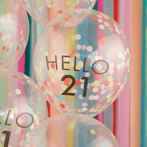Mix It Up Hello 21 30cm Balloons Brights Pack of 5