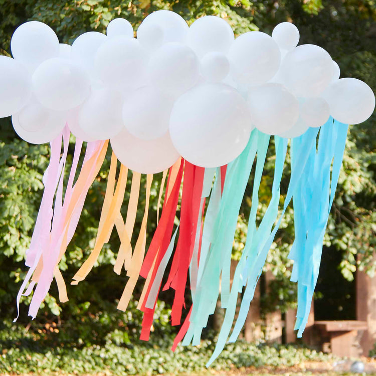 Mix It Up Balloon Backdrop Balloon Garland & Streamers White & Brights Pack of 53