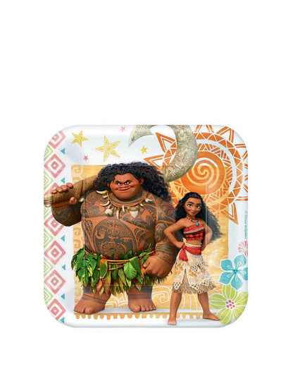 Moana 17cm Square Paper Plates Pack of 8