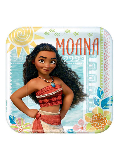 Moana 23cm Square Paper Plates Pack of 8