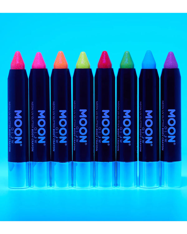 Moon Creations Magenta Neon UV Glitter Body Crayon Paint Stick 3g