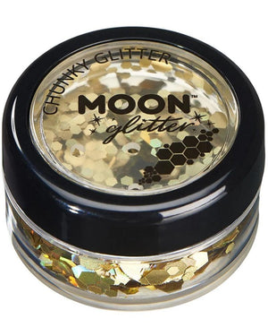 Moon Glitter Gold Holographic Chunky Body Glitter 3g