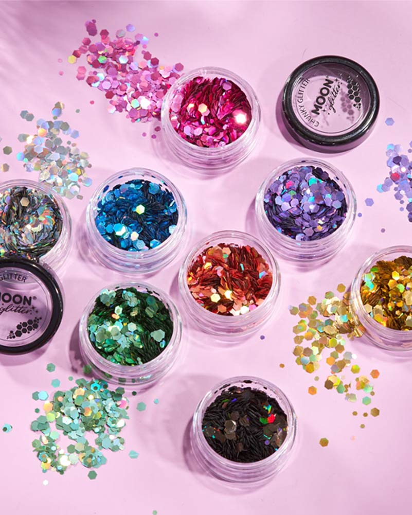 Moon Glitter Silver Holographic Chunky Body Glitter 3g