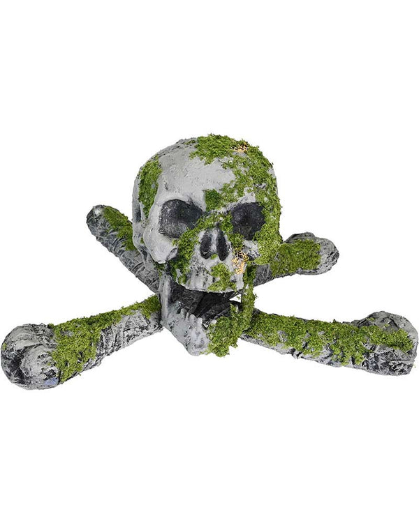 Moss Skull And Bones Decoration 19cm