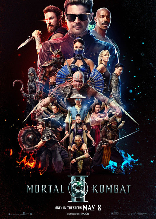 Promotional poster for 'Mortal Kombat' featuring characters from the movie.