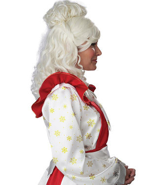 Mrs Claus Cream White Christmas Wig and Bun Clip