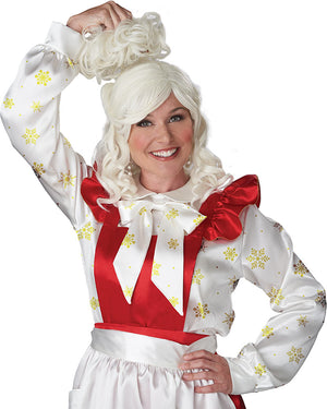 Mrs Claus Cream White Christmas Wig and Bun Clip