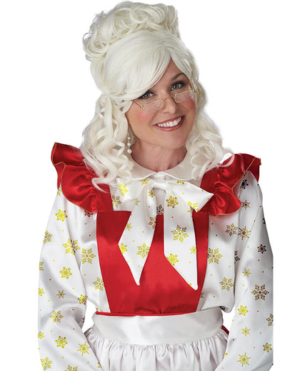 Mrs Claus Cream White Wig and Bun Clip