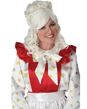 Mrs Claus Cream White Christmas Wig and Bun Clip