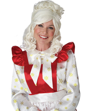 Mrs Claus Cream White Christmas Wig and Bun Clip