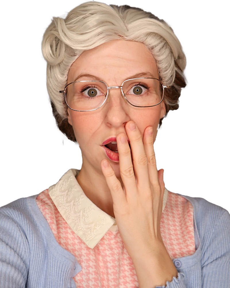 Mrs Doubtful Premium Grey Wig