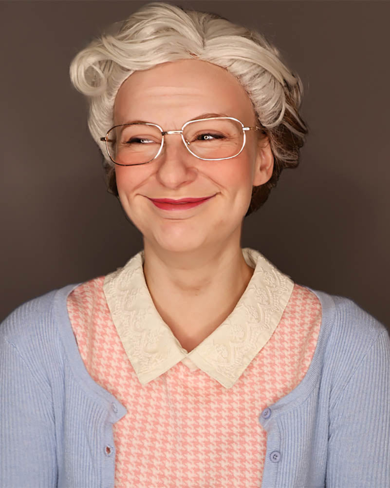 Mrs Doubtful Premium Grey Wig