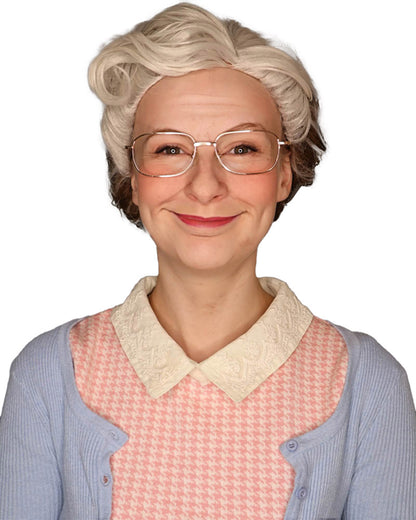 Mrs Doubtful Premium Grey Wig
