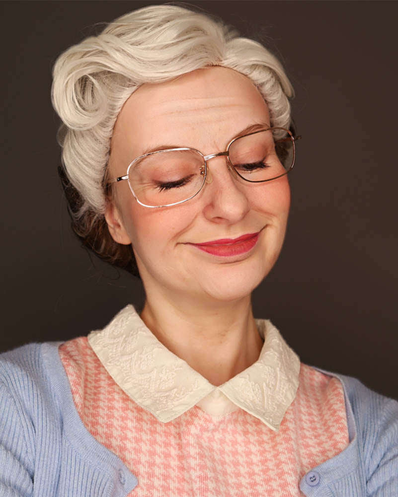 Mrs Doubtful Premium Grey Wig