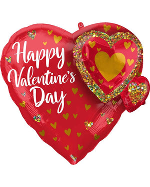 Multi-Balloon Happy Valentines Day with Glitter Garland 55cm Foil Balloon