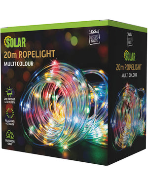 Multicolour Ropelight Solar LED Christmas Light 20m