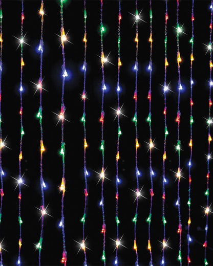 Multi Coloured Cascading Curtain LED Lights 3m