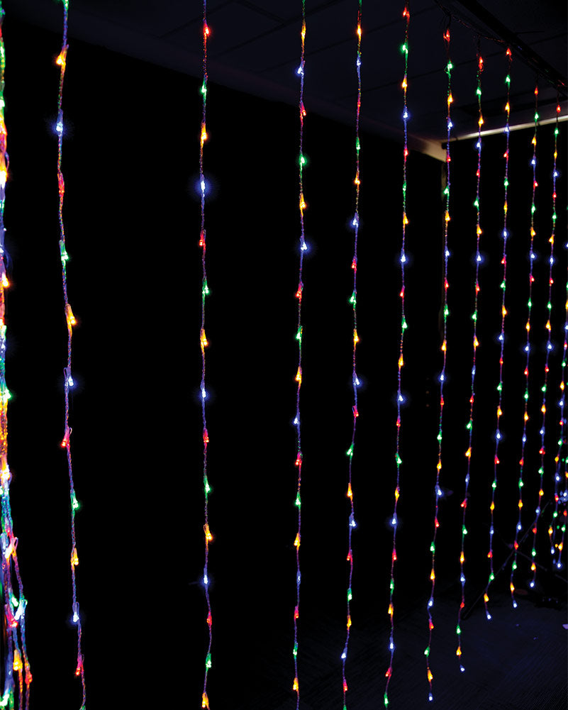 Multi Coloured Cascading Curtain LED Lights 3m