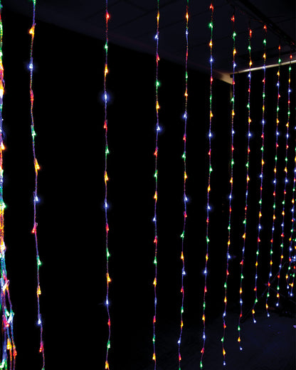Multi Coloured Cascading Curtain LED Lights 3m