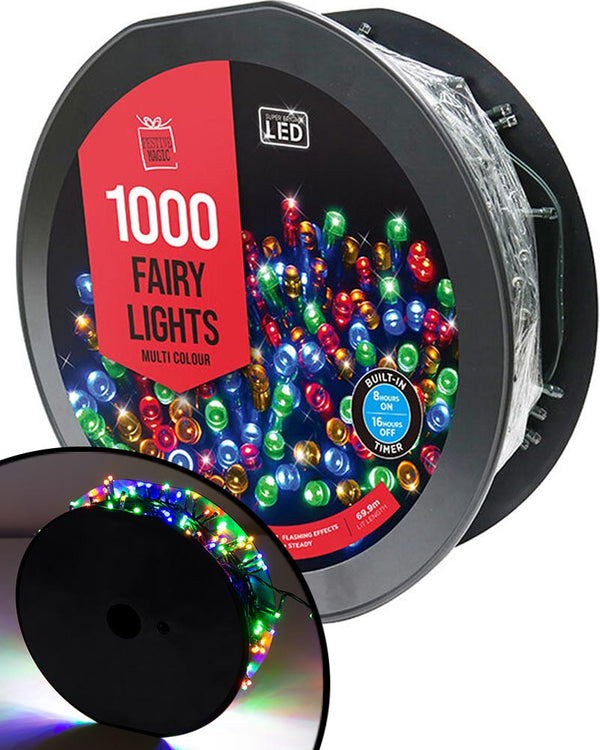 Timer Multi Coloured 1000 Piece LED Fairy Lights 69.9m