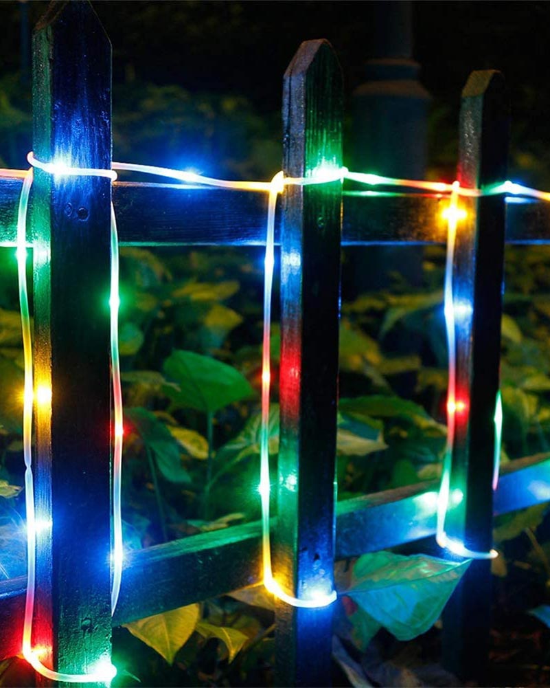 Solar Multi-Coloured Ropelight LED Lights 10m