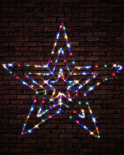 Christmas Solar Multi-Coloured Flashing 3-In-1 Star Tubelight 70cm